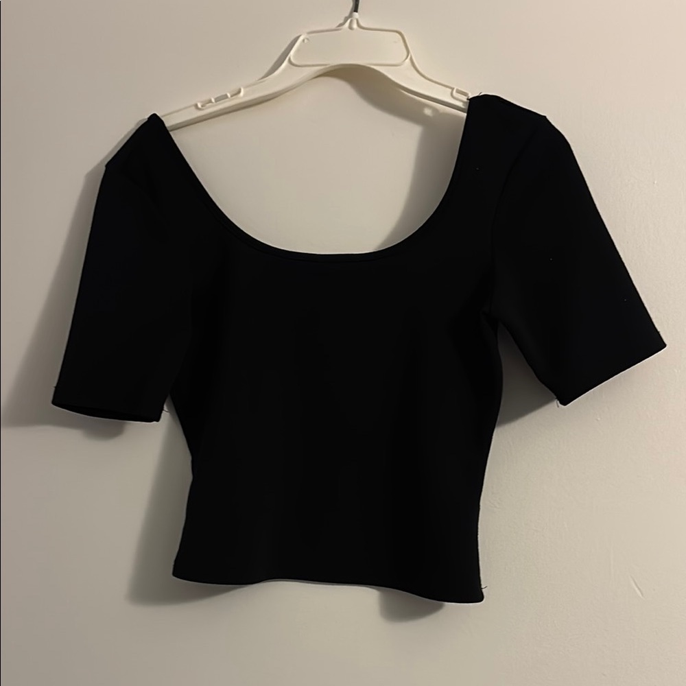 About A Girl Elegant Black Scoop Neck Top